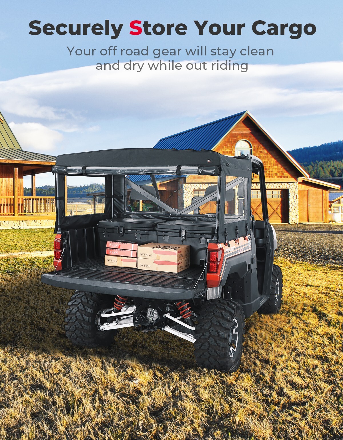 600D Camper Cargo Bed Cover for 2015-2025 Polaris Ranger XP 1000/570/Crew