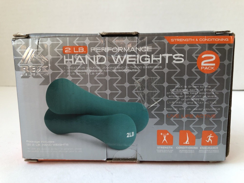 RBX (2 lb) Performance Hand Weights (2 Pack) Soft Contoured Grip RBX-SC1002E EX