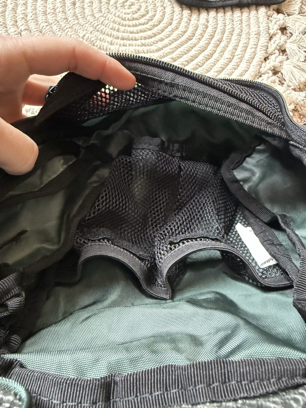 LL Bean Personal Organizer Toiletry Bag Green Nylon Travel Case