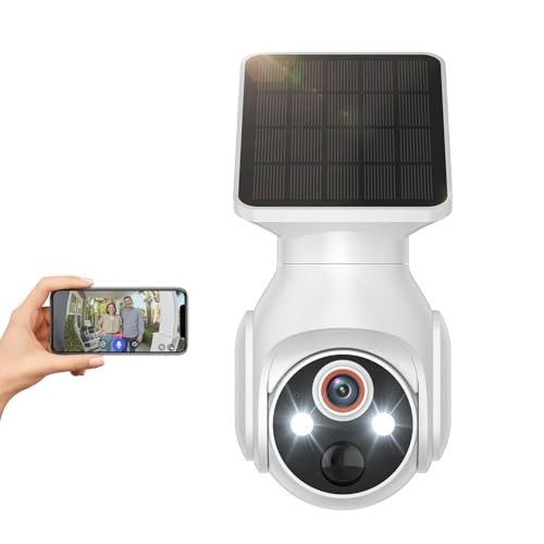 Solar Panel Powered Security Camera 1080p WiFi Camera with Night Vision Motion