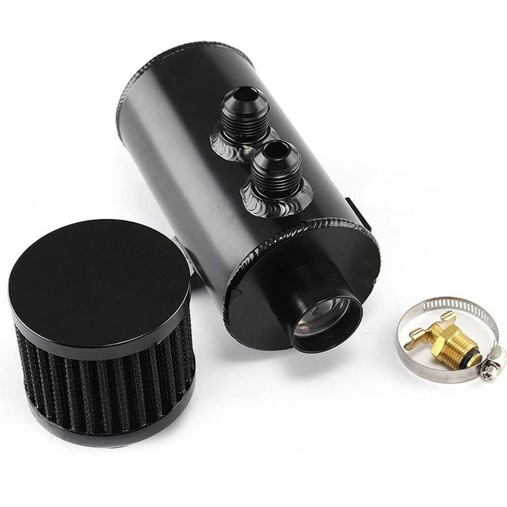 Universal Oil Catch Can Kit Reservoir Baffled Tank with Breather Filter Aluminum
