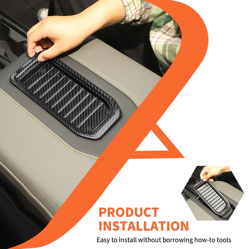Carbon Center Console Armrest Box Bezel Cover Trim For Chevy Silverado 19+ /GMC