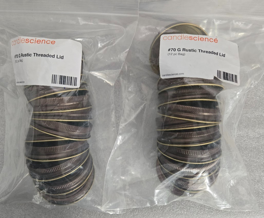 2-Pcaks CandleScience #70 G Rustic Threaded Lid 2.75" Round ( 24 Lids Total )