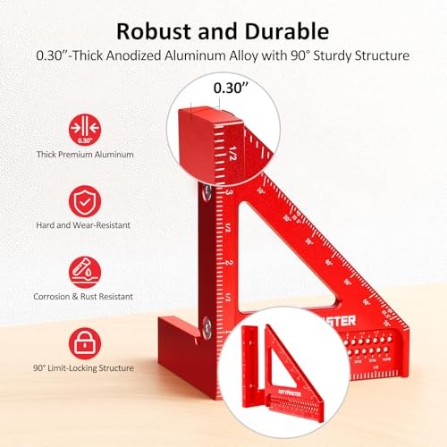 3.8＂Mini 3D Multi-Angle Measuring Square Ruler, 3.8 inch Square+Pencil Imperial