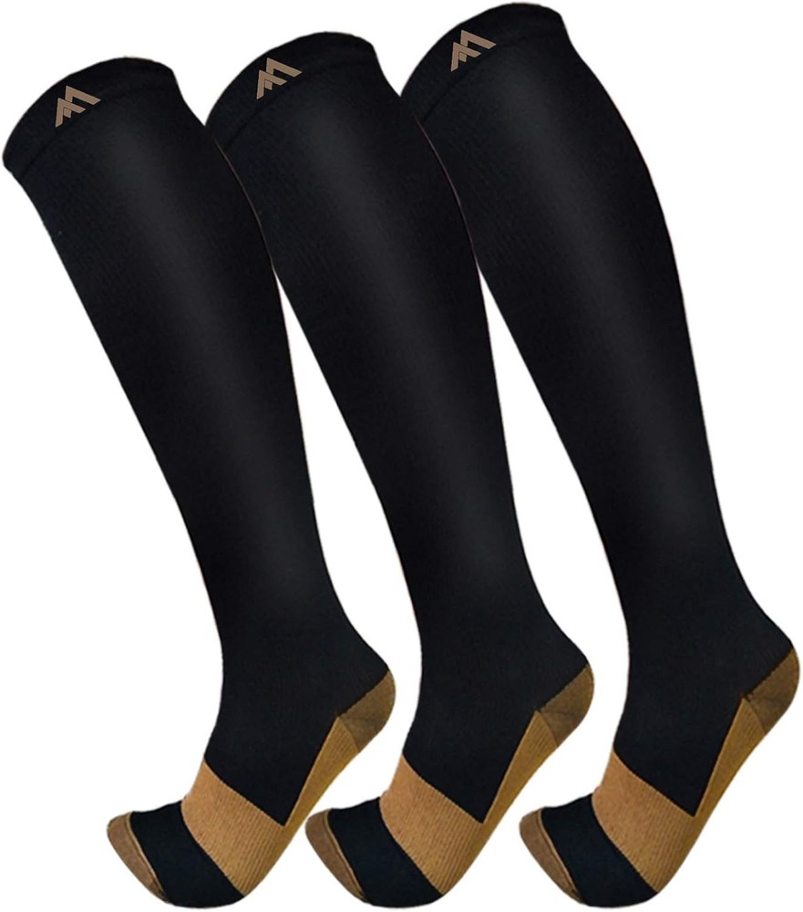 Unisex Copper Compression Socks – 3-Pack for Medical & Athletic Performance