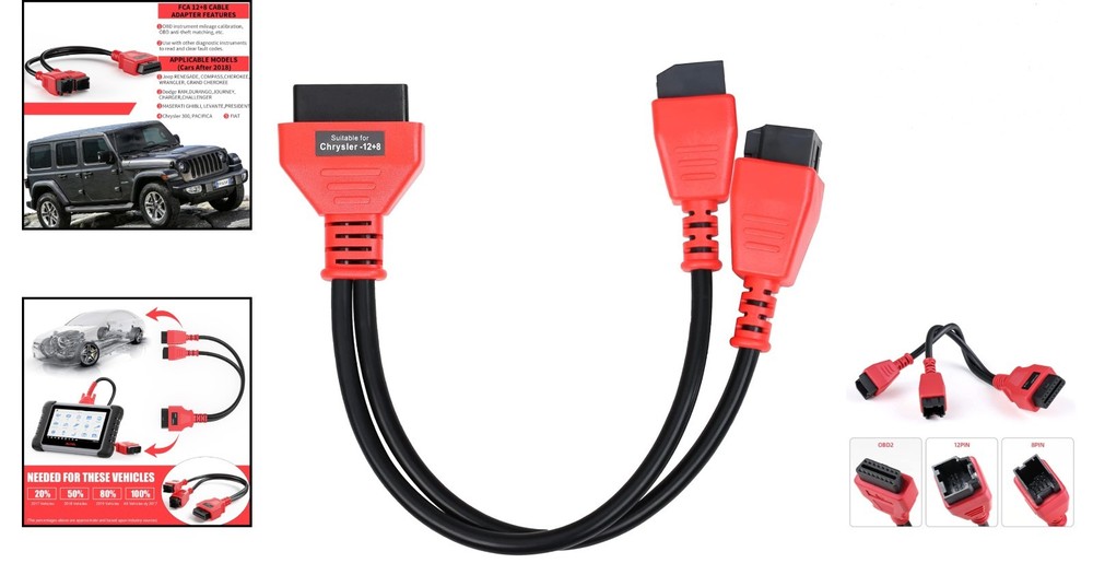 Chrysler 12+8 Programming Cable Connector - Autel Adapter for Easy Diagnostics