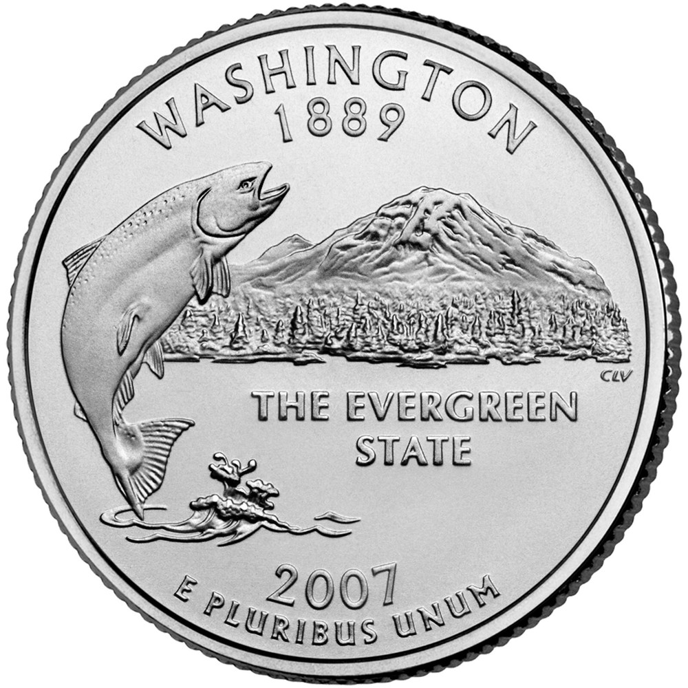 2007 D Washington State Quarter.  Uncirculated From US Mint roll.