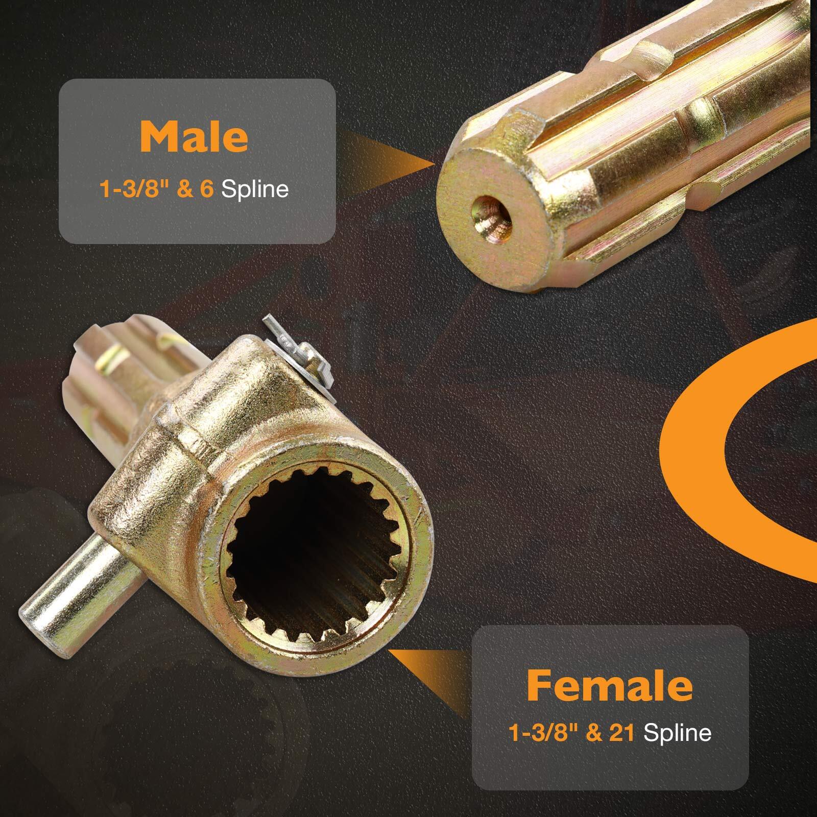 PTO Extender Adaptor Female 21 & 1-3/8" Male 6 & 1-3/8" Spline For 70HP Engine