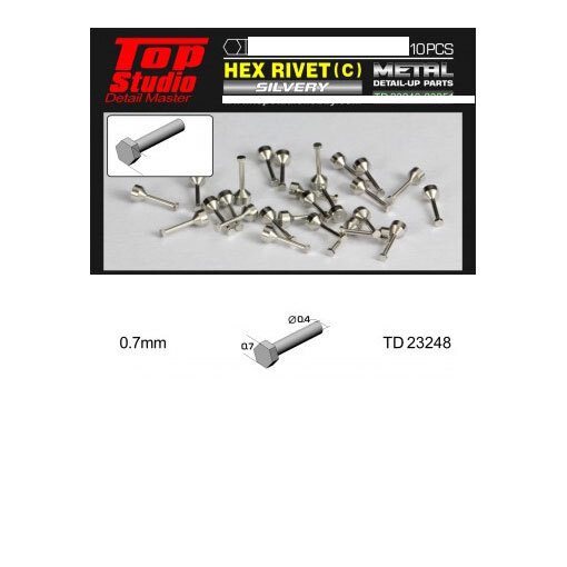Top Studio 0.7mm Hex Rivets Ver. C #Silvery (10pcs)