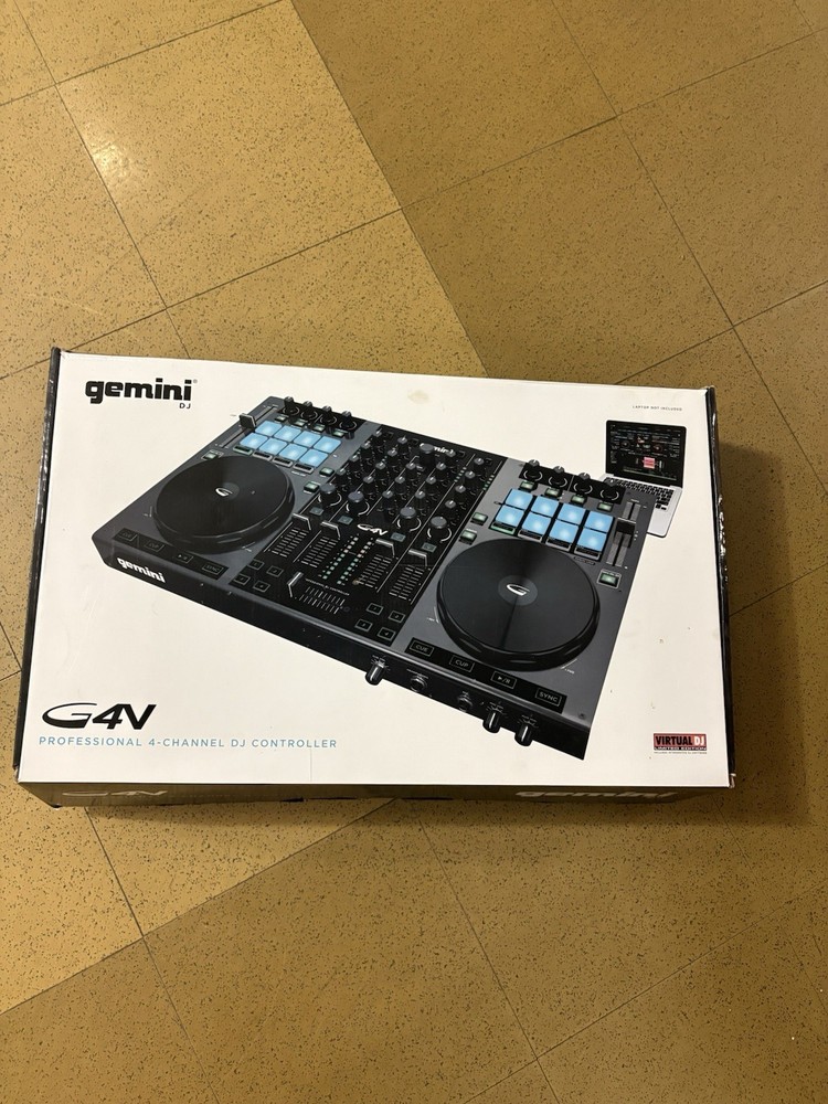 Gemini G4V 4-Channel Quad Deck DJ Controller Black USB Built-in Mixer PC/Mac