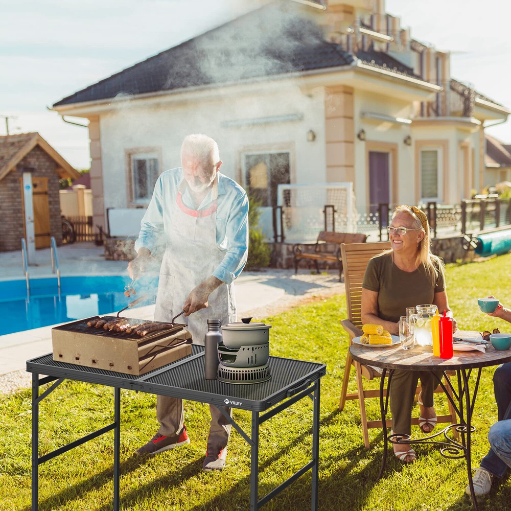 VILLEY Portable Camping Table 3 ft Grill Folding Table Lightweight Camping Table