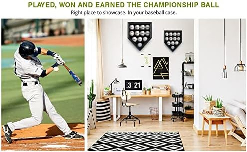 Baseball Display Case Frame Shadow Box Wall Cabinet Holder to Hold 30 Balls, wit