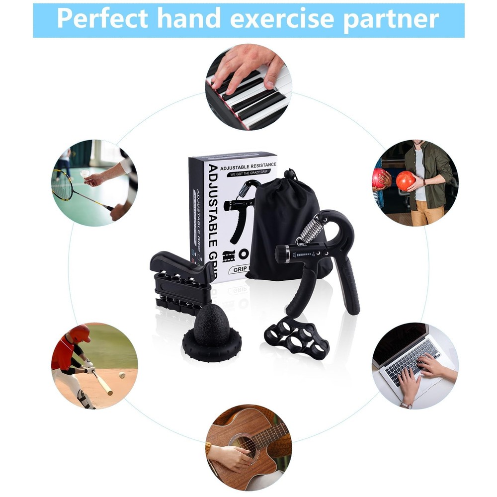 Grip Strength Trainer Kit (5 Pack), with Finger Exerciser, Hand Grip Strength...