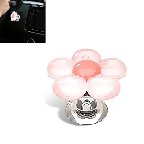 Car Push Start Button Cover, Flower Shape 3D Stereo Engine Quick 1 PC Pink