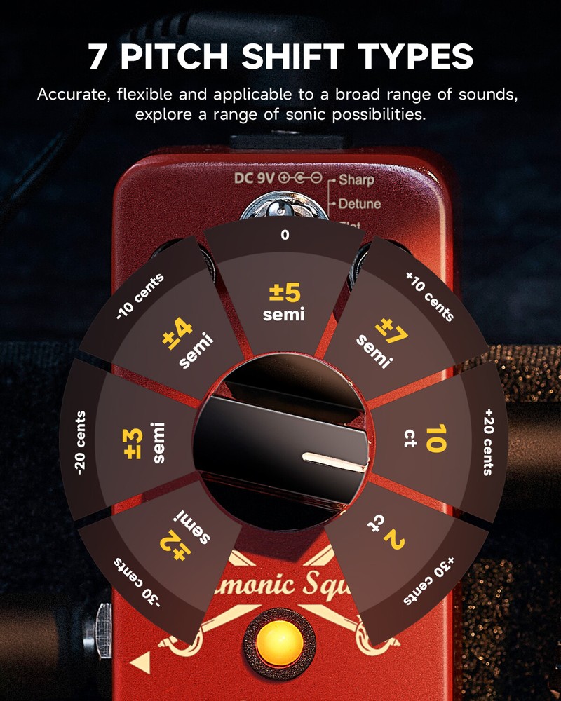 Donner Harmonic Square Octave Effects Pedal 3 Tone Sharp Detune Flat True Bypass