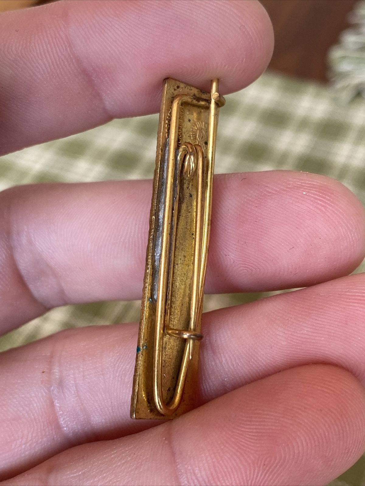 ANTIQUE ORNATE ARTCRAFT NYC GOLD TONE CONVENTION DELEGATE PIN BAR BADGE 1-3/4”