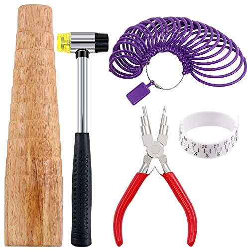 5 Pcs Jewelry Ring Bracelets Sizer Tools Measuring Set Includes Wooden Step