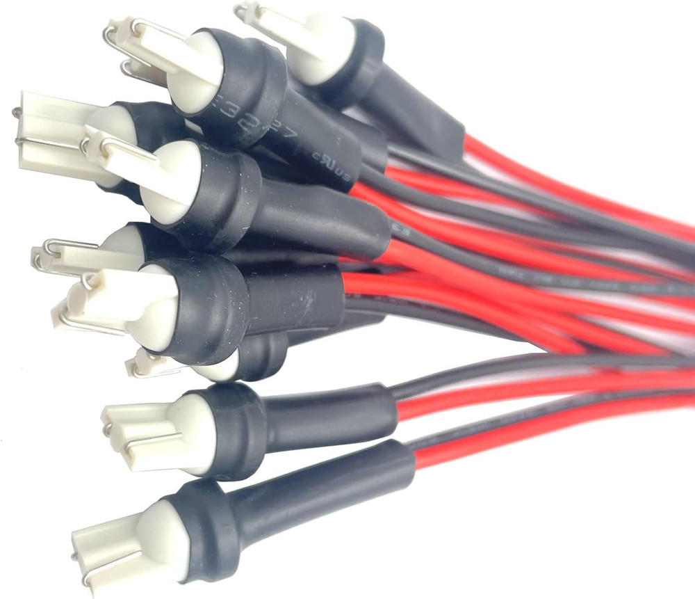 10 Pack T10 Male Socket Holders Pre-Wired Extension Connector Plug Adapter for C