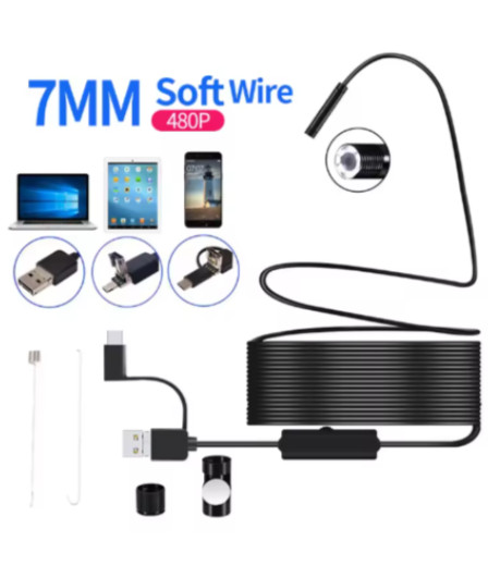 6LED USB Snake Endoscope Borescope HD Inspection Camera Scope For Android Type C