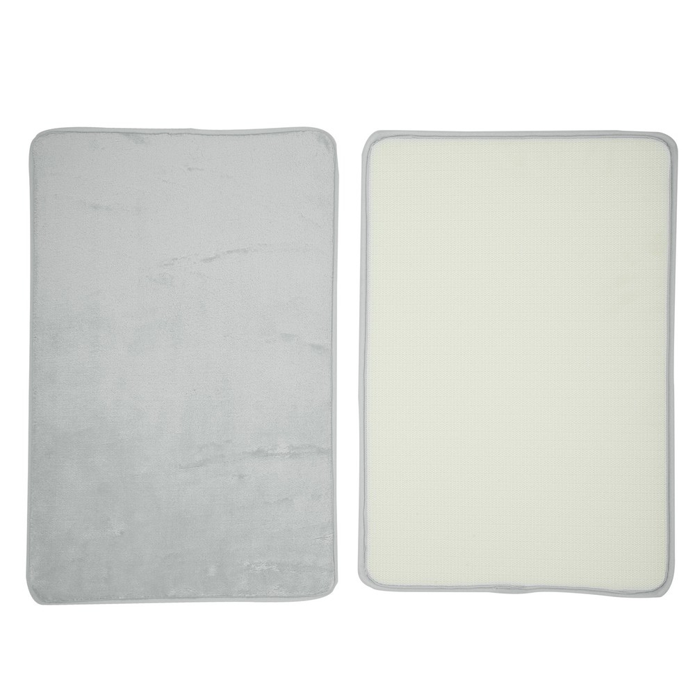 1Pcs Bathroom Rugs Bath Mat Machine Washable Solid Color Pattern Gray 90x60cm