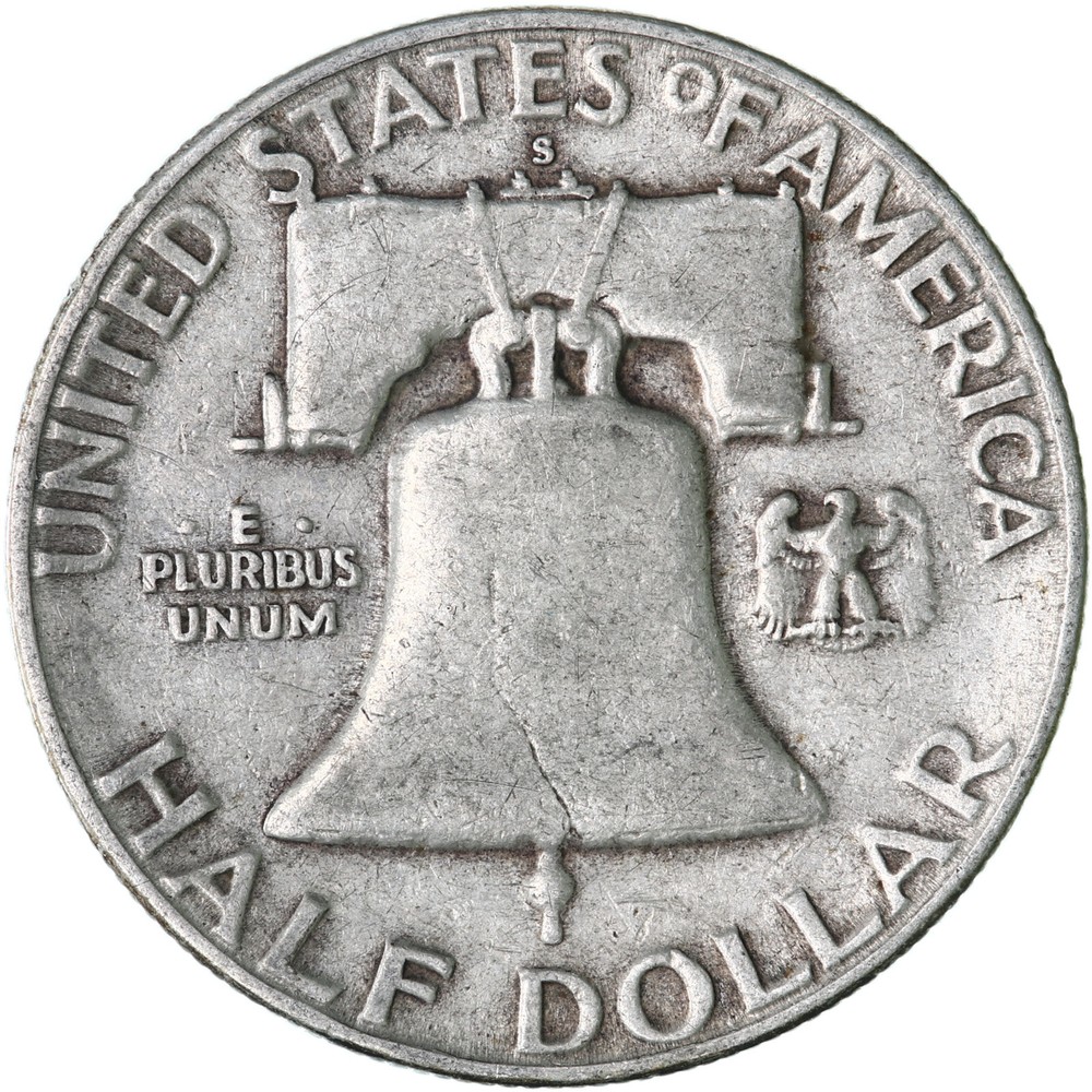 1952 S Franklin Half Dollar 90% Silver Fine FN
