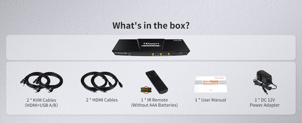 USB 3.0 HDMI KVM Switch 2 Monitors 2 Computers 4K@60Hz Extended Display EDID