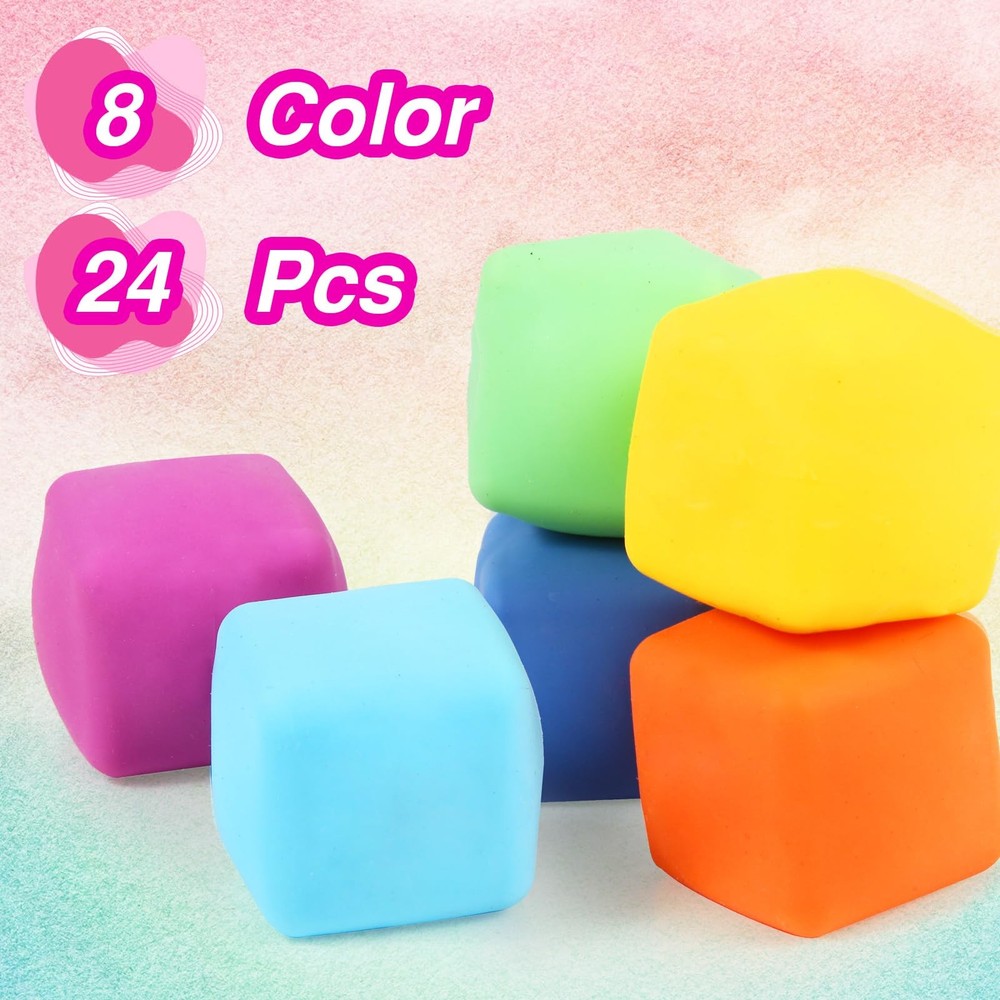 24 Pack Slow Rising Stress Cube , Dough Balls Soft Fidget Small