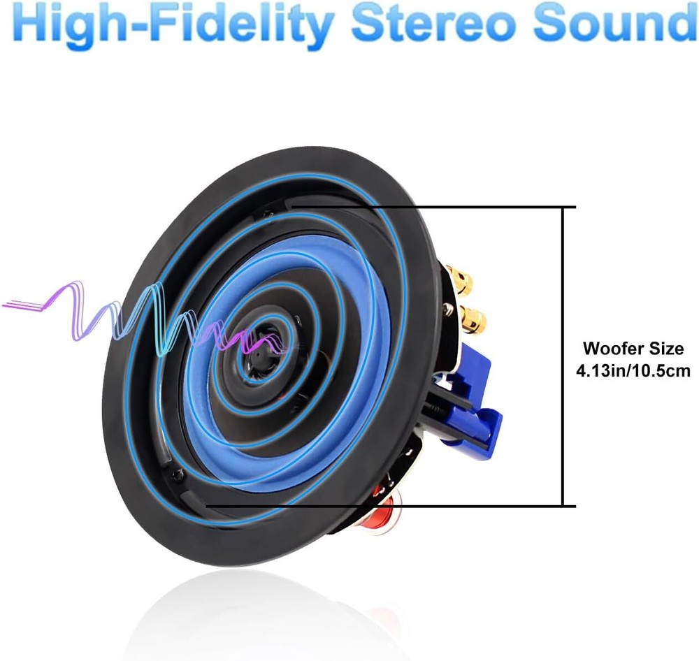 Herdio 4 Ceiling Speakers +4 Channel Bluetooth Amplifier Theater System