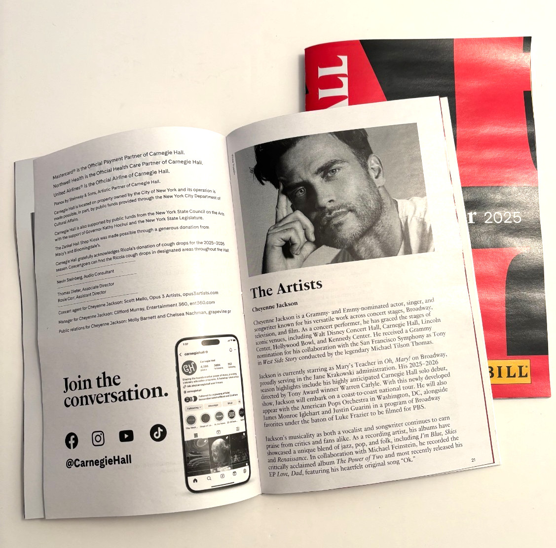 Carnegie Hall Playbill Cheyenne Jackson Dec 2025 Jane Krakowski 2 in lot YYYY