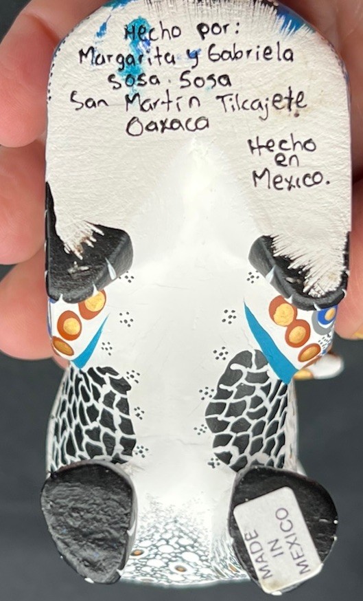 Alebrije Wooden Coyote Sculpture Painted By Margarita & Gabriela Sosa 4.5” X 6”