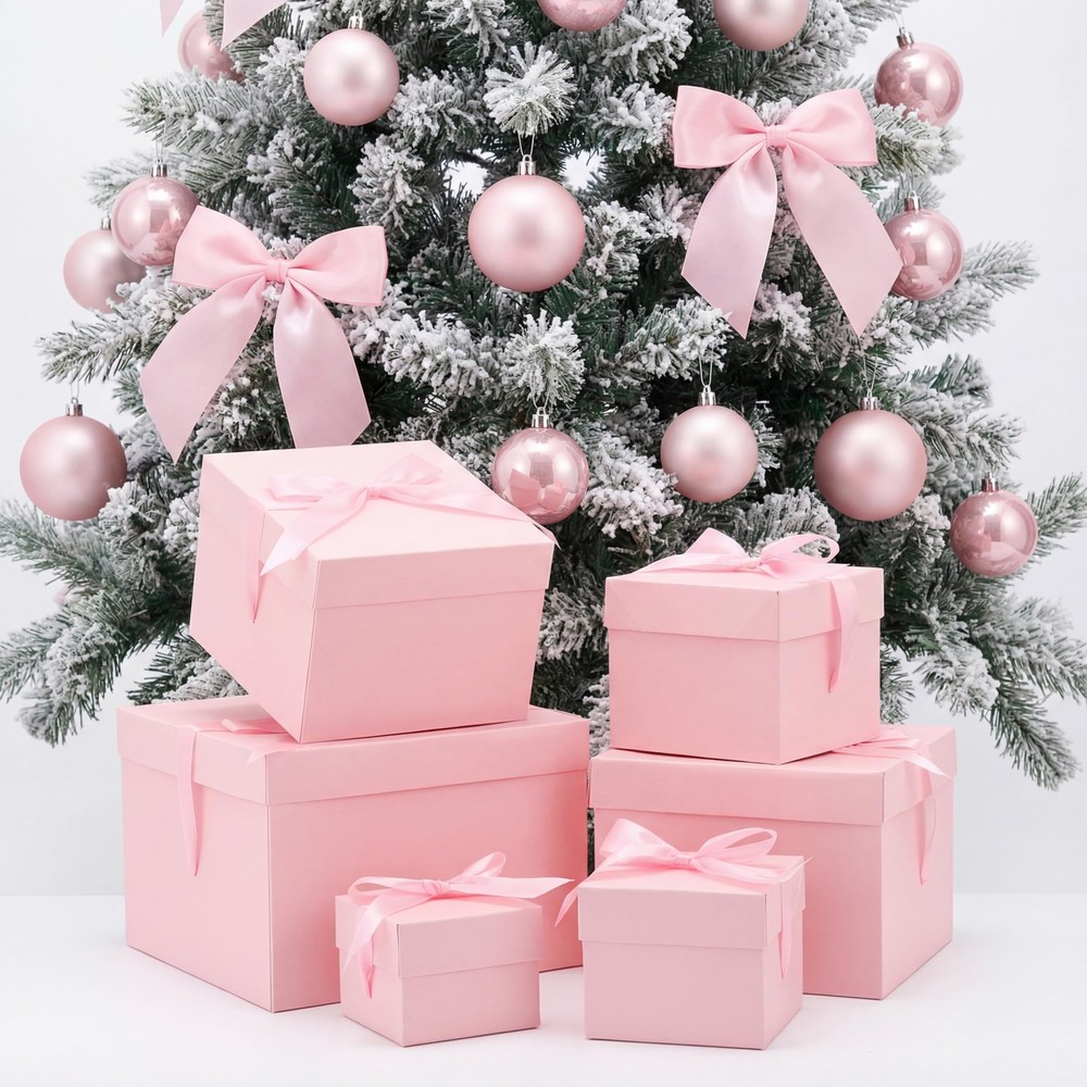 6 Pcs Nesting Gift Boxes with Lid Square Nesting Gift Boxes for Presents Pack...