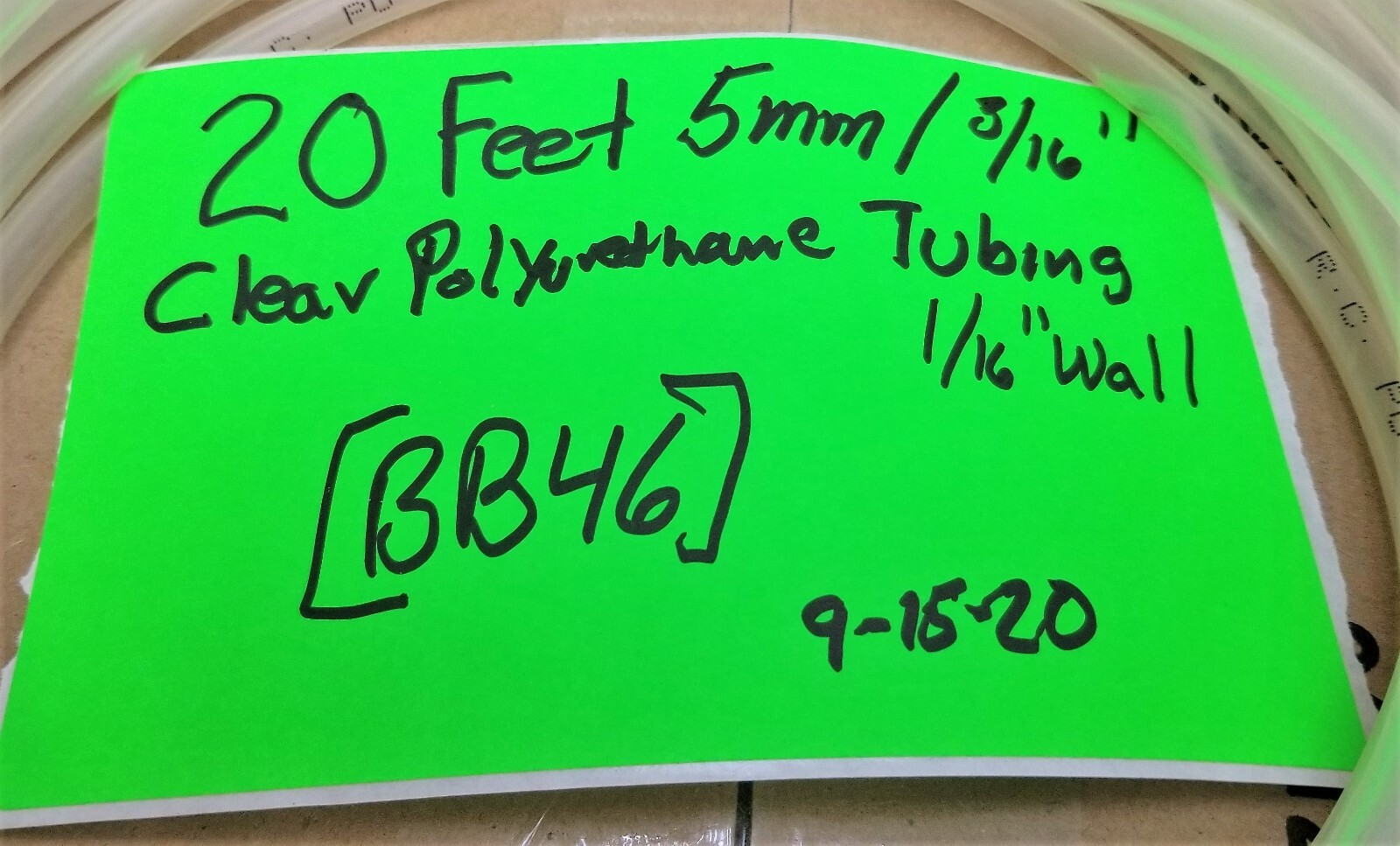 20 Feet 5mm 3/16” PU Flexible Air, Tubing, Pneumatic, Pipe, Tube, Hose, Clear