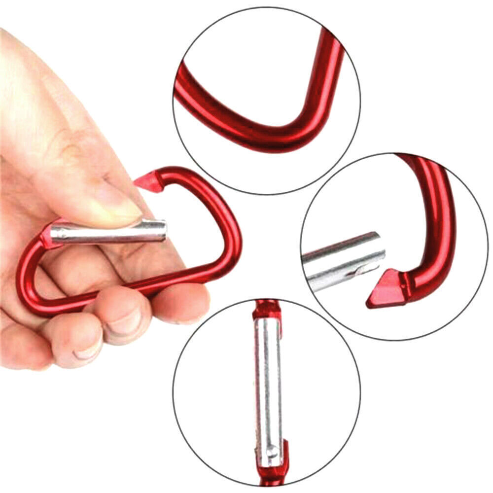 10/200 PCS Aluminum Carabiner D Shape Spring Clip Snap Key Hook Keychain Buckle