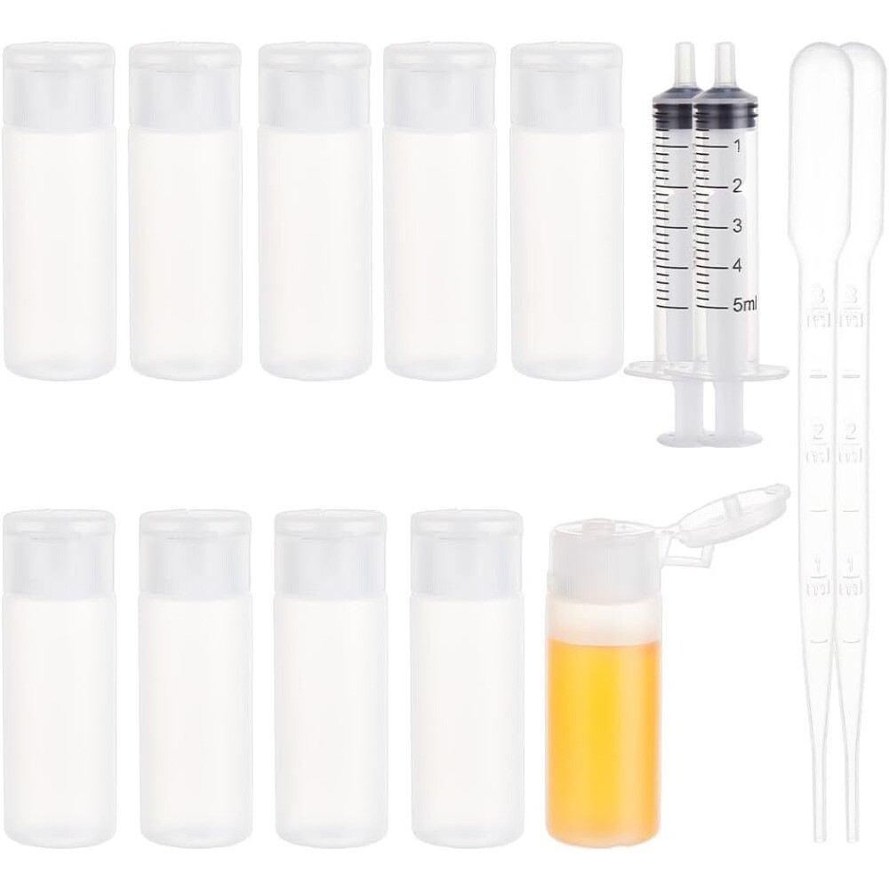 1set 10pcs PE Plastic Empty Refillable Flip Cap Bottles with 2pcs Disposable