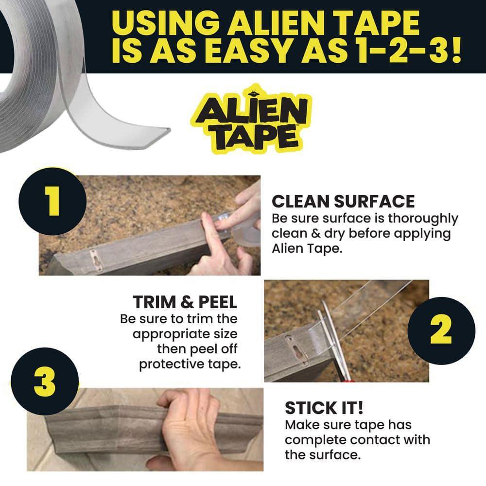 Alien Tape 10 ft. Multi-Surface Tape Reusable Double Sided , 3-Pack
