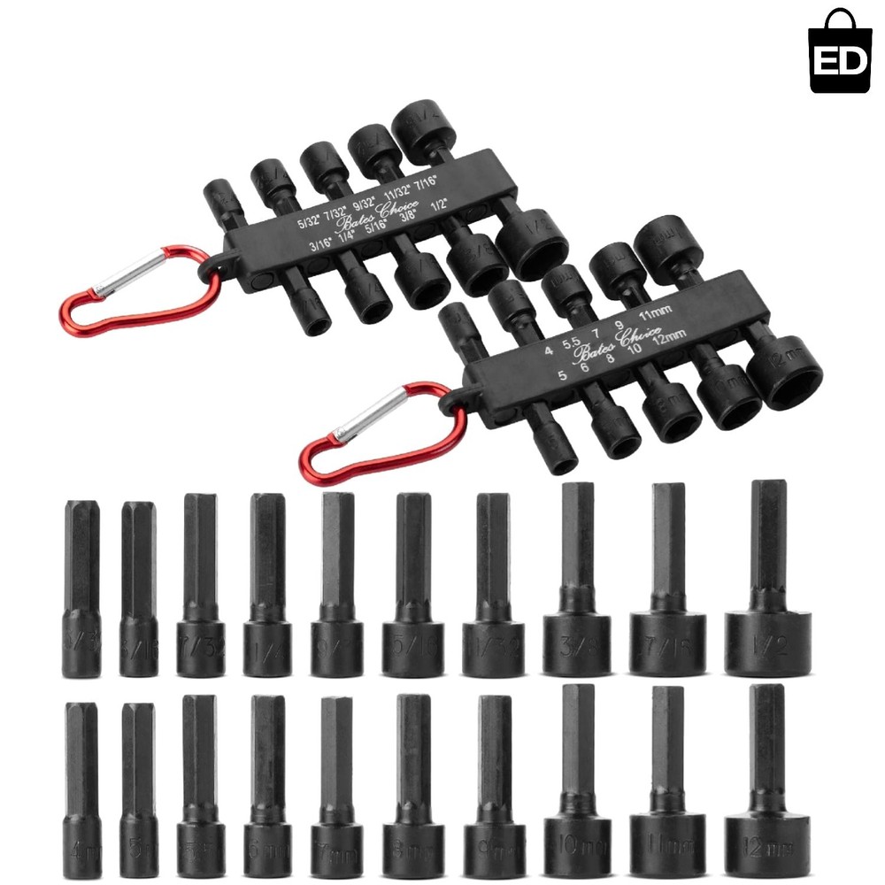 Chrome Vanadium 20-Piece Nut Driver Set - Durable SAE & Metric Tools Included