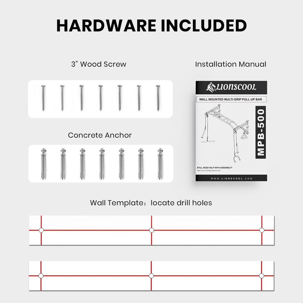 Multifunctional Wall Mounted Pull Up Bar with Pulley System (48" APART)