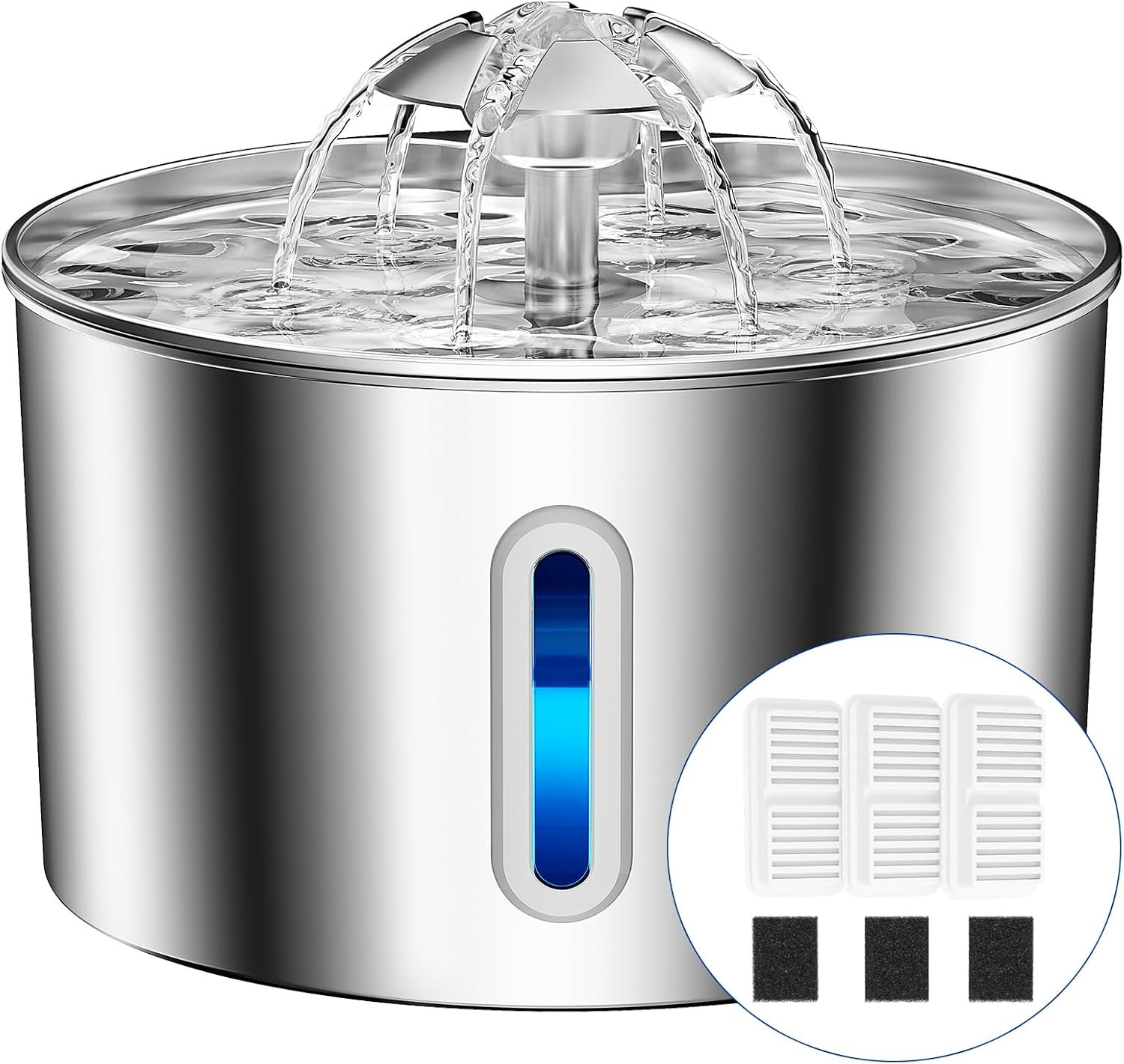 Cat Water Fountain Stainless Steel - 74Oz/2.2L Corded Pet Water Dispenser Automa