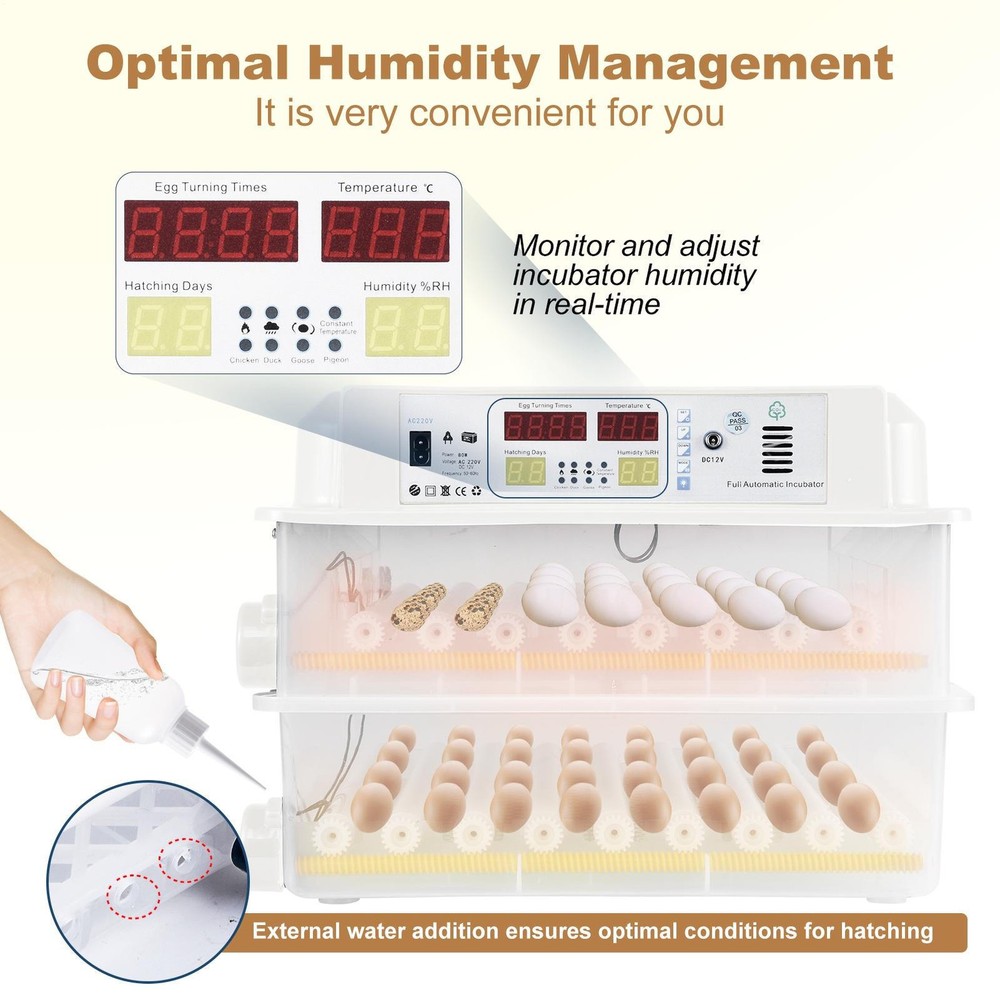 120 Eggs Incubator Automatic Digital Chicken Egg Hatcher Temperature Control
