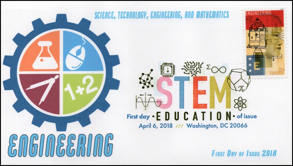 18-089, 2018, STEM Education, Digital Color Postmark, Engineering, FDC,