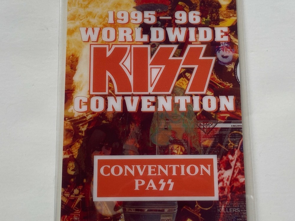 KISS vintage Laminate Pass Unplugged Convention Concert Tour 1995 Orange Logo