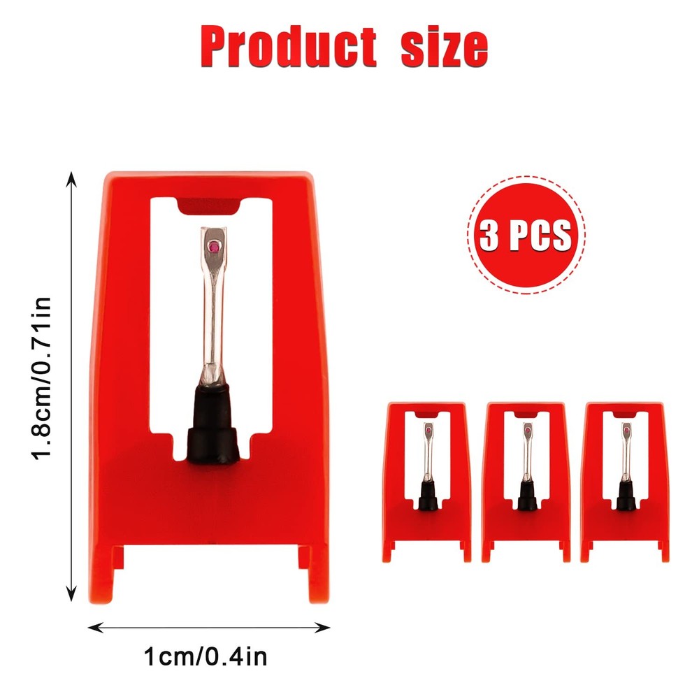 3pcs Record Player Needle, Turntable Replacement Needle Long-Lasting Record...