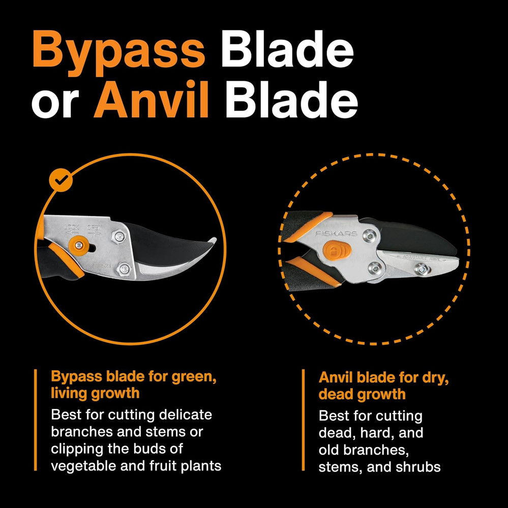 Bypass Pruning Shears, 5/8-Inch Cut Capacity, Sharp, Rust Resistant Steel Blade