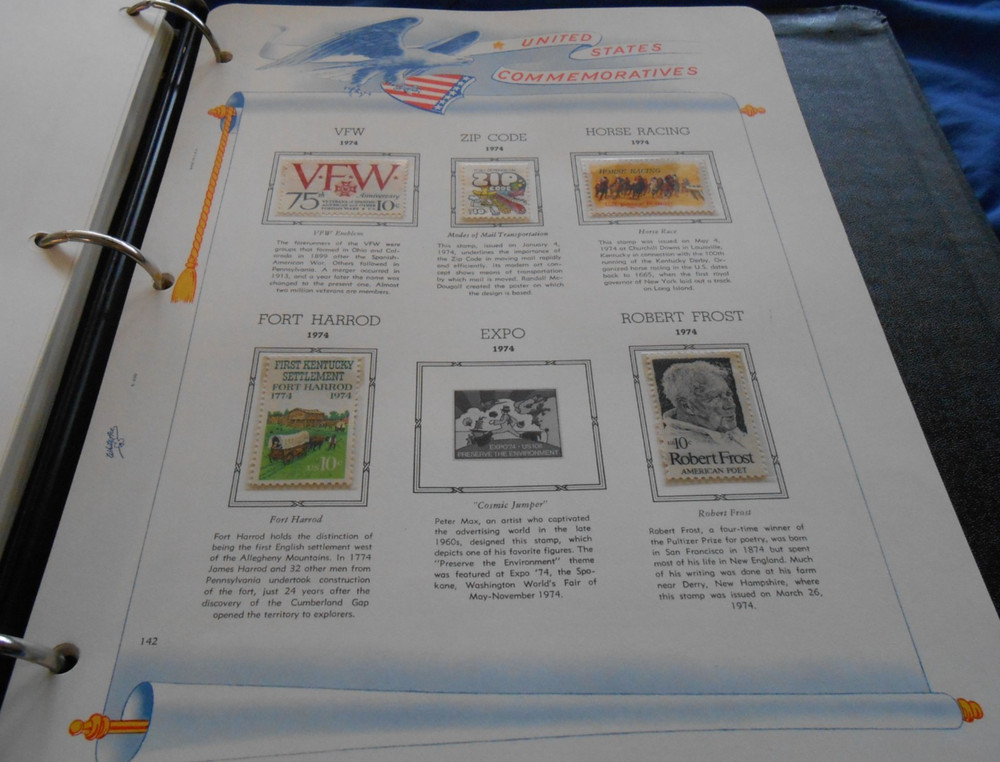 WHITE ACE COMMEMORATIVE STAMPS OF THE UNITED STATES ALBUM WITH DUST COVER & BOX