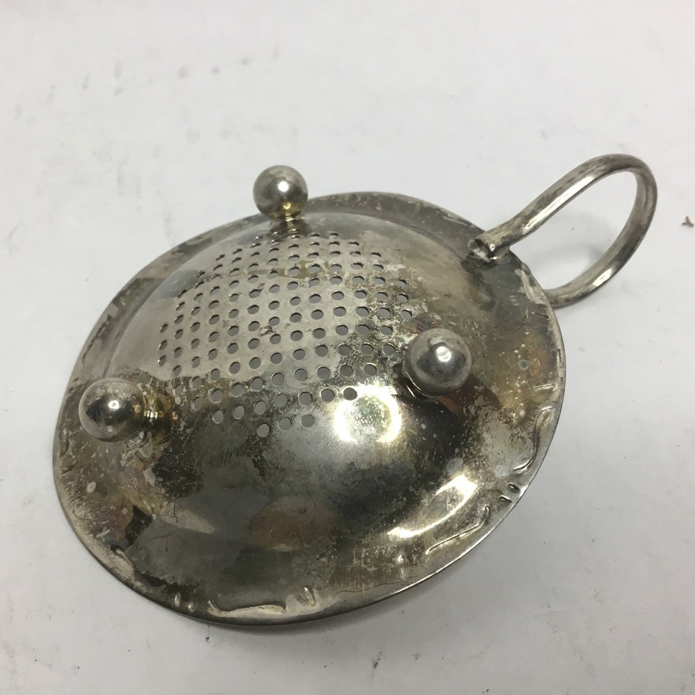 Vintage Silver Plated Tea Strainer Footed Unmarked