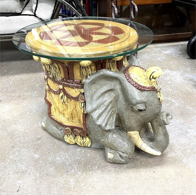 Vintage Circus Elephant End Table Continental Studios CARSUKE Chalkware Ceramic