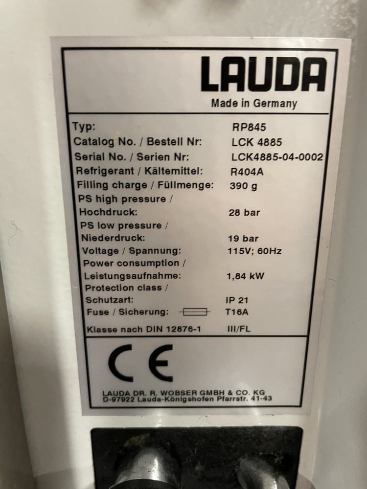 LAUDA RP845 REFRIGERATED WATER BATH CHILLER