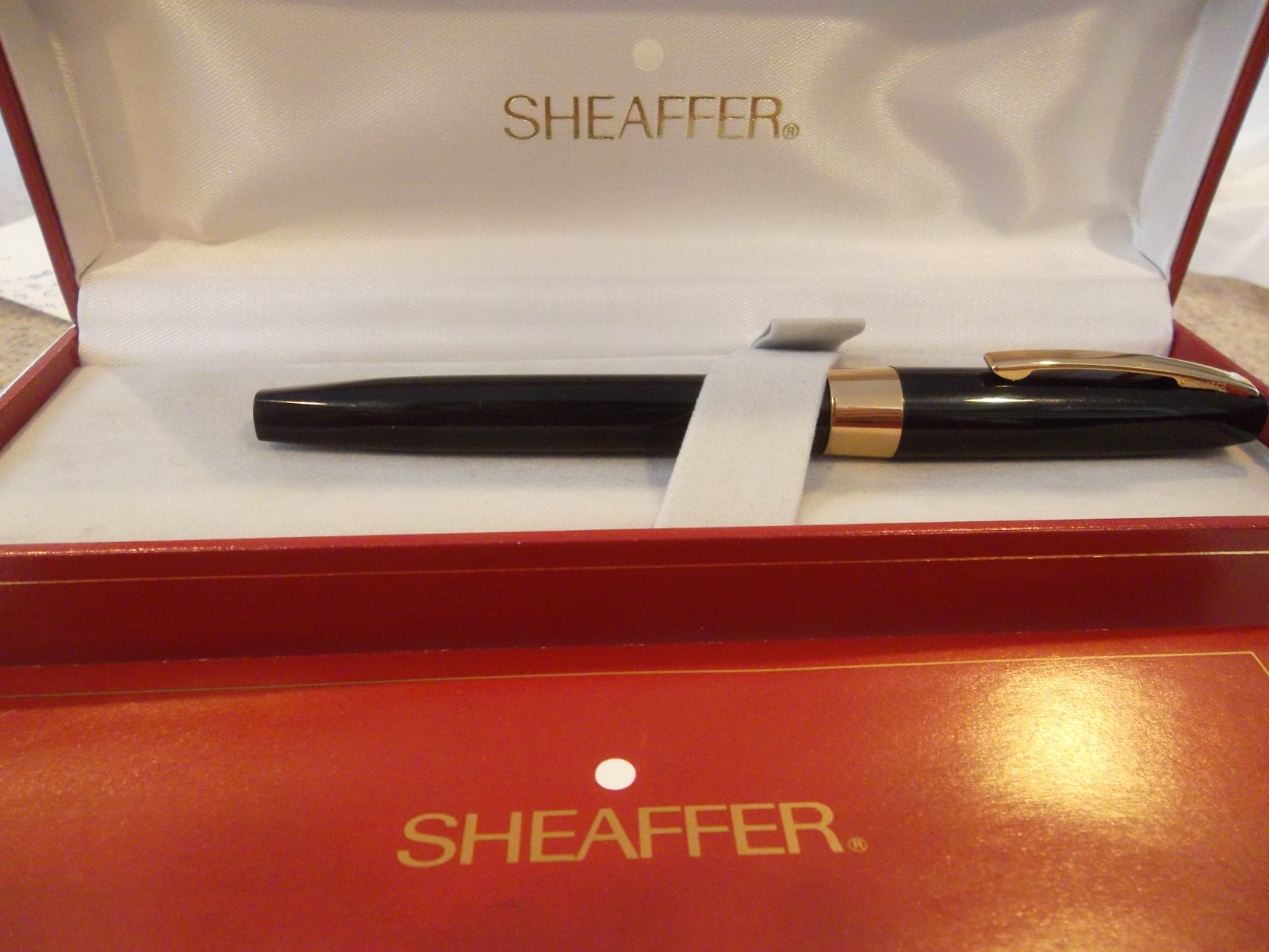 Vintage Sheaffer Fountain Pen 23k NIB Electroplated White Dot In Orig Box & Manu