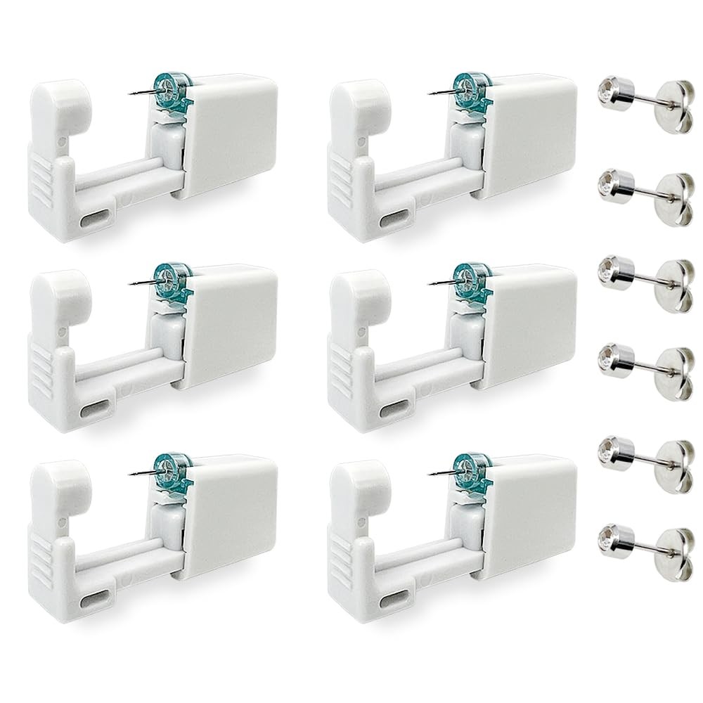 6 Pack Ear Piercing Kit, Disposable Gun, Self Gun,...