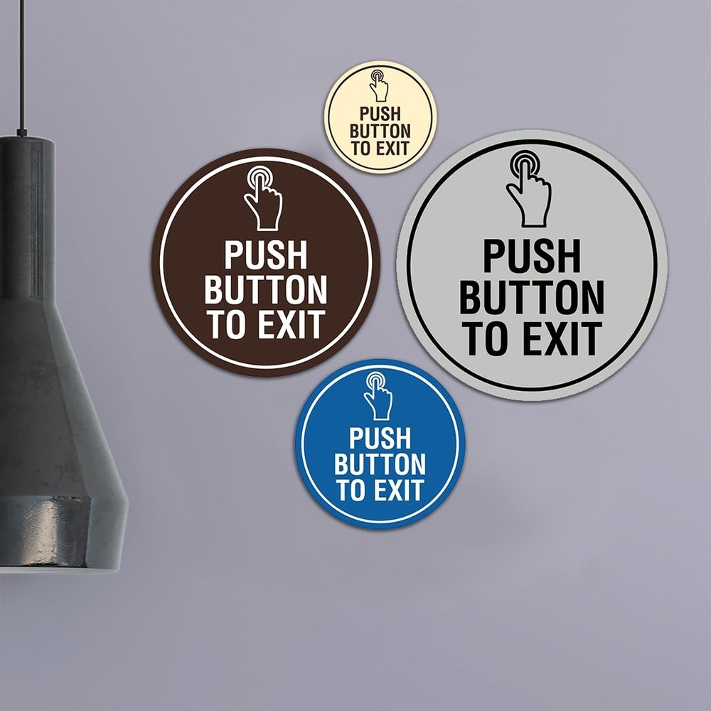 Circle Push Button To Exit Sign Black Small Door Access Control Switch Part